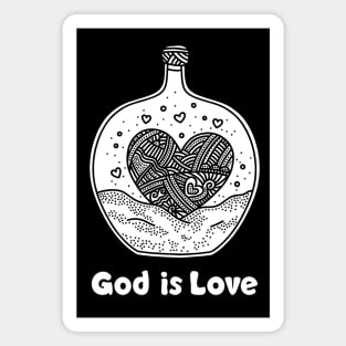 God is love. Doodle illustration. Magnet